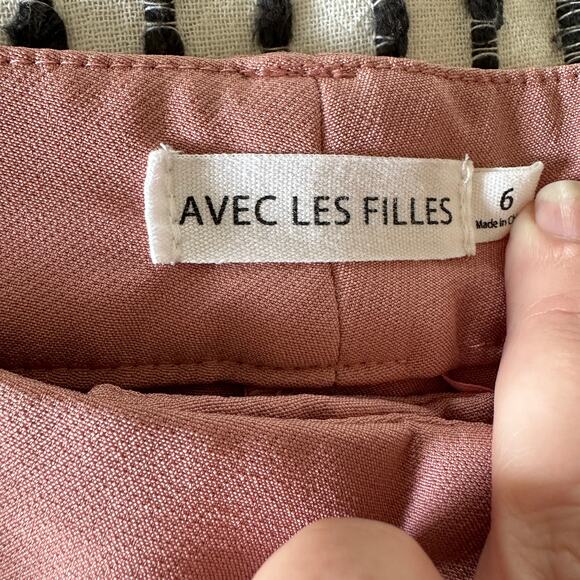 AVEC LES FILLES | Pastel Pink Wide Leg Ankle Length Trousers Work Pants | Size 6 - Picture 6 of 6